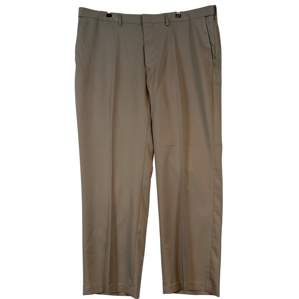 Haggar Mens Straight Fit Gabardine Dress Pants Med Taupe 42x30 Business Casual